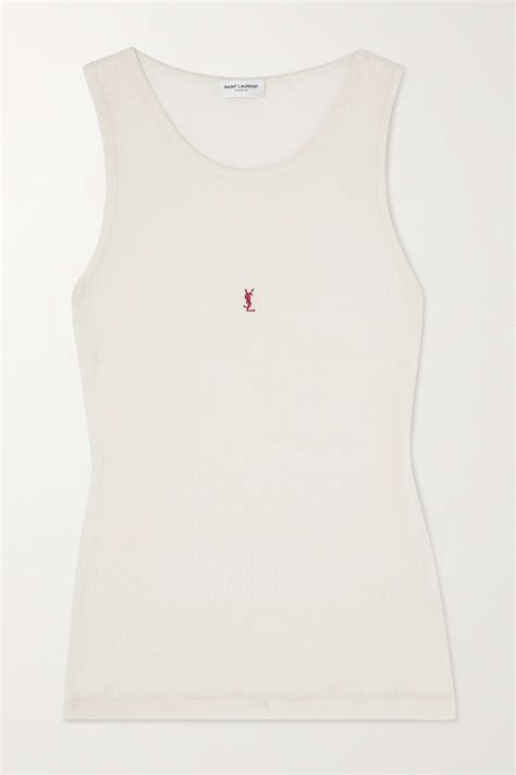 ysl ribbed tank|SAINT LAURENT Cassandre embroidered ribbed .